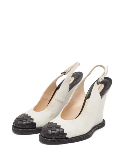 Pre-owned Bottega Veneta 120mm Intrecciato-detail Leather Pumps