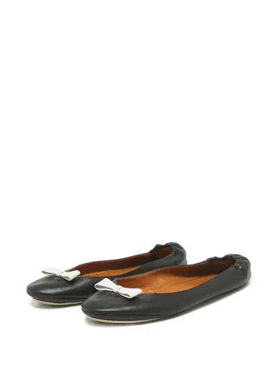 Pre-owned Fendi Bow-embellished Ballet Flats