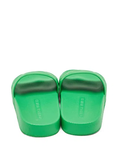 Pre-owned Bottega Veneta Diamond-pattern Slides In Green