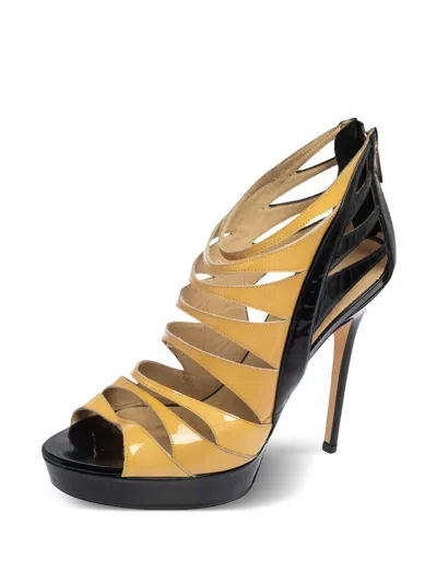 Pre-owned Jimmy Choo 125mm Leather Sandals In Black