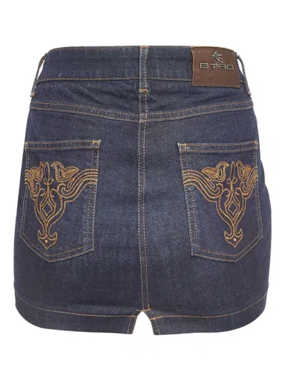 Pre-owned Etro Denim Miniskirt
