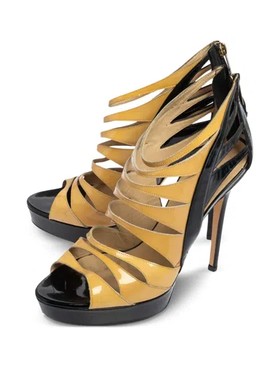 Pre-owned Jimmy Choo 125mm Leather Sandals In Black