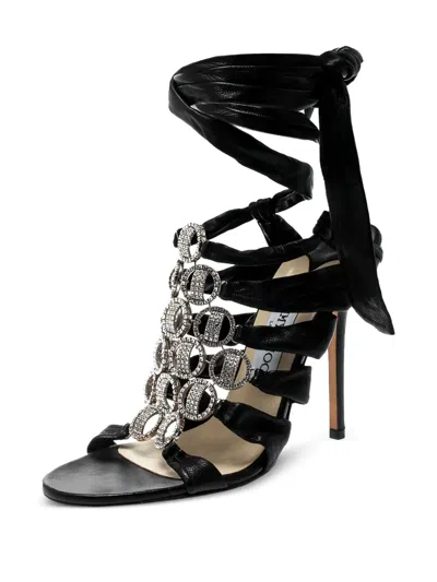 Pre-owned Jimmy Choo 120mm Marine Crystal-embellished Sandals In Black