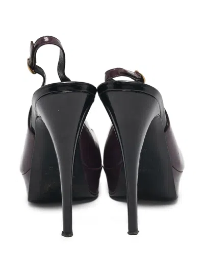 Pre-owned Saint Laurent 130mm Peep-toe Platform Sandals In Purple