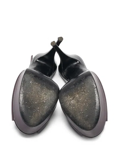 Pre-owned Saint Laurent 130mm Peep-toe Platform Sandals In Purple