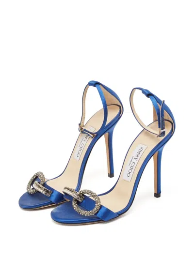 Pre-owned Jimmy Choo 105mm Tamsyn Sandals In Blue