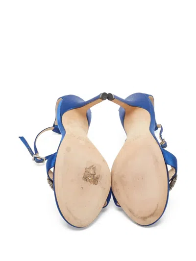 Pre-owned Jimmy Choo 105mm Tamsyn Sandals In Blue