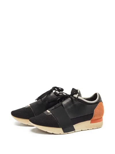 Pre-owned Balenciaga Race Runner Mesh-panelled Sneakers In Black