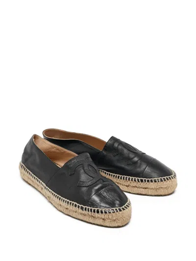 Pre-owned Chanel Leather Espadrilles In Black