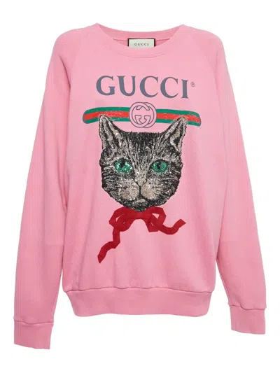 Pre-owned Gucci Cat-print Sweatshirt In Pink