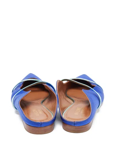 Pre-owned Malone Souliers  Maureen Satin Flat Mules In Blue