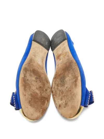 Pre-owned Giuseppe Zanotti Vintage Stud-embellished Ballerina Flats In Blue