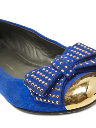 Pre-owned Giuseppe Zanotti Vintage Stud-embellished Ballerina Flats In Blue