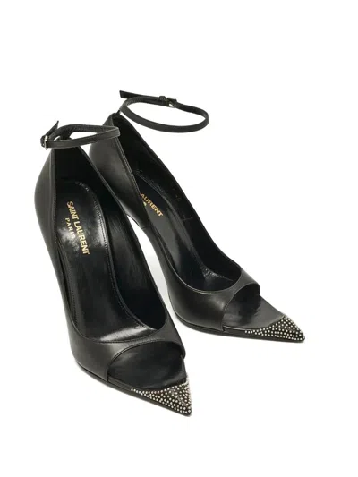 Pre-owned Saint Laurent 110mm Palace Pumps In Black