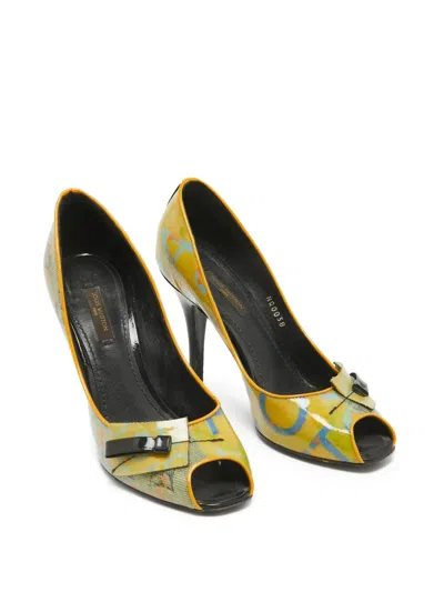 Pre-owned Louis Vuitton 110mm Monogram-canvas Pumps In Green