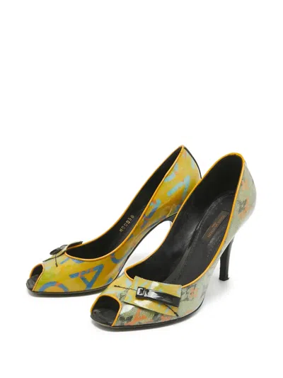 Pre-owned Louis Vuitton 110mm Monogram-canvas Pumps In Green