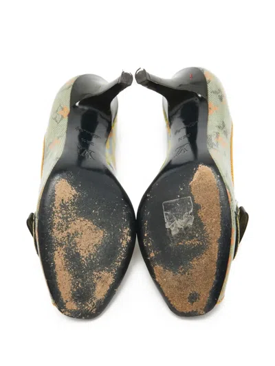 Pre-owned Louis Vuitton 110mm Monogram-canvas Pumps In Green