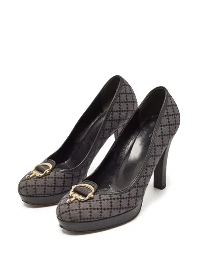 Pre-owned Gucci 110mm Horsebit Pumps In Blue