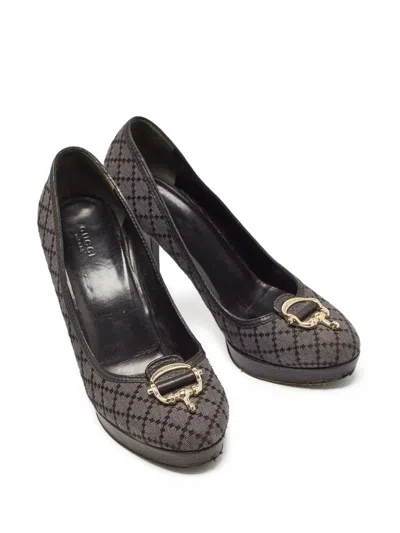 Pre-owned Gucci 110mm Horsebit Pumps In Blue