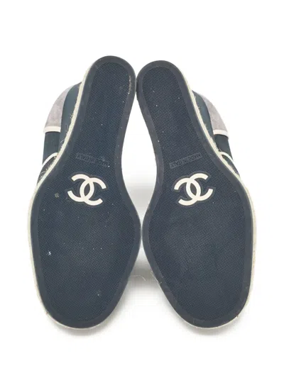 Pre-owned Chanel Wedge-heel Lace-up Sneakers In Blue
