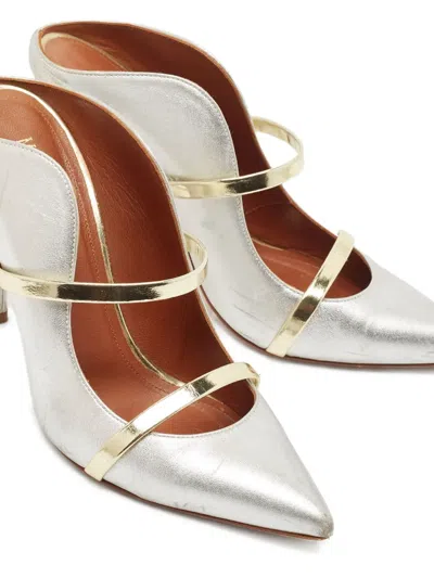 Pre-owned Malone Souliers  100mm Maureen Mules In Silver