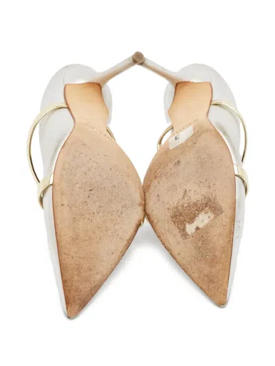 Pre-owned Malone Souliers  100mm Maureen Mules In Silver