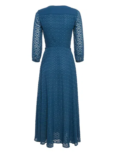 Pre-owned Maje  Button-down Patterned Dress In Blue