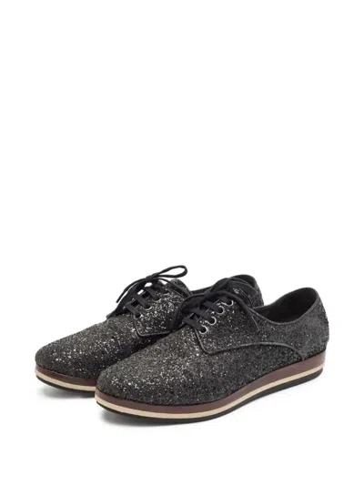 Pre-owned Miu Miu Glitter-embellished Lace-up Shoes