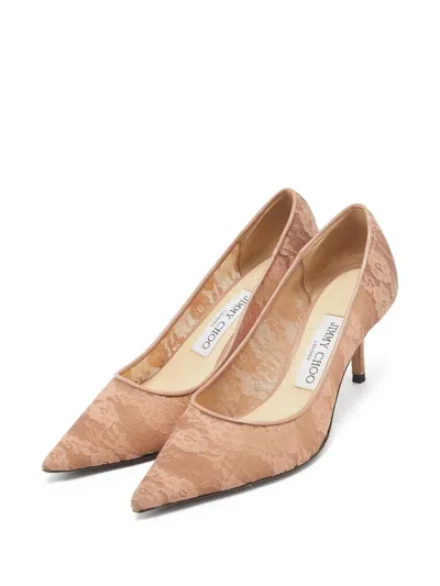 Pre-owned Jimmy Choo 70mm Love Lace Pointed-toe Pumps In Pink