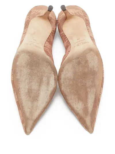 Pre-owned Jimmy Choo 70mm Love Lace Pointed-toe Pumps In Pink