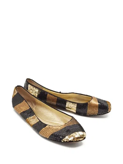 Pre-owned Dolce & Gabbana Sequinned Ballet Flats In Black