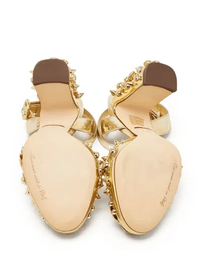 Pre-owned Dolce & Gabbana 90mm Embellished Block-heel Pumps In Gold