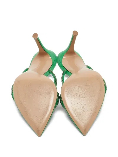 Pre-owned Gianvito Rossi  70mm Cannes Rhinestone-embellished Heeled Mules In Green