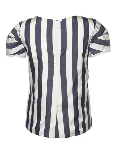 Pre-owned Emporio Armani Striped Puff-sleeve Blouse