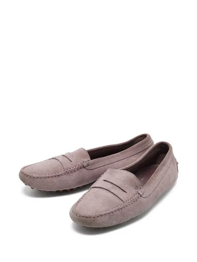 Pre-owned Tod's Vintage Suede Loafers In Purple
