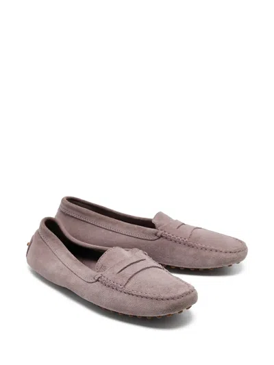Pre-owned Tod's Vintage Suede Loafers In Purple