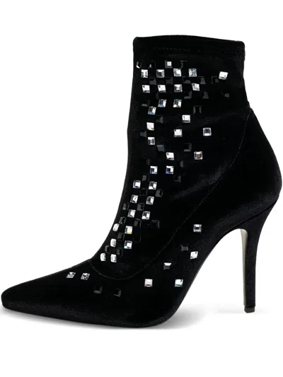 Pre-owned Giuseppe Zanotti Vintage 95mm Crystal-embellished Ankle Boots In Black