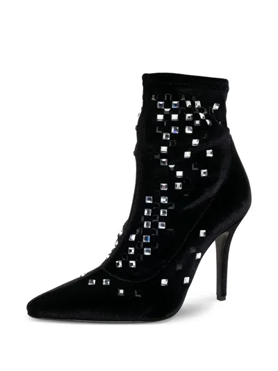Pre-owned Giuseppe Zanotti Vintage 95mm Crystal-embellished Ankle Boots In Black