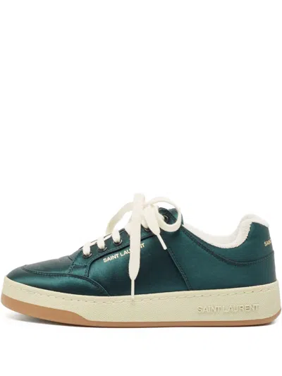 Pre-owned Saint Laurent Satin Sneakers In Green