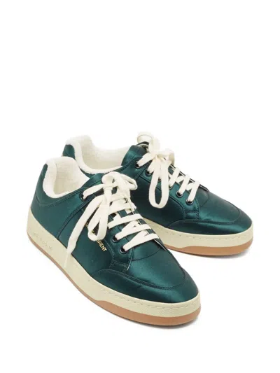 Pre-owned Saint Laurent Satin Sneakers In Green
