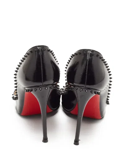 Pre-owned Christian Louboutin Anjalina Studded Pointed-toe Pumps In Black