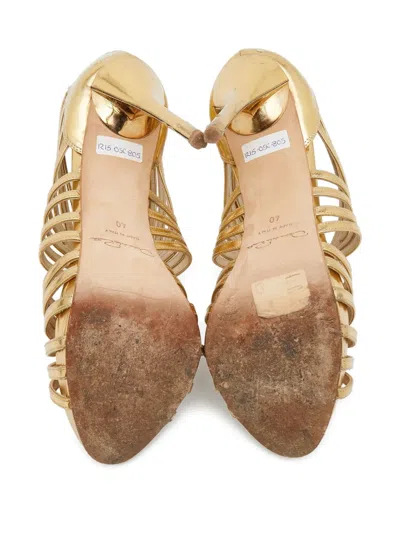 Pre-owned Oscar De La Renta Strappy Metallic High-heel Sandals