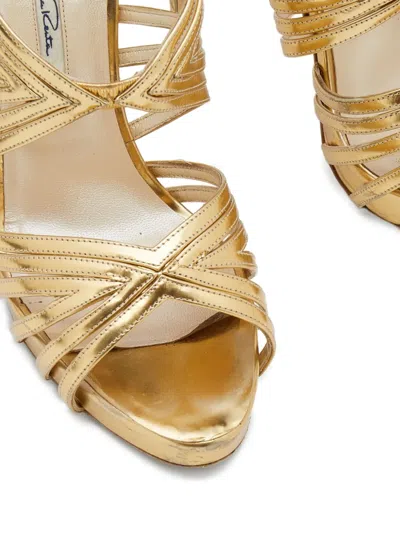 Pre-owned Oscar De La Renta Strappy Metallic High-heel Sandals