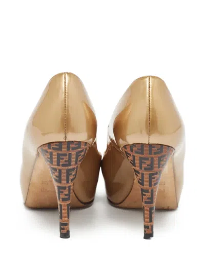 Pre-owned Fendi Patent-leather Pumps In Gold