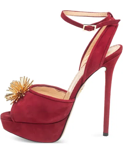 Pre-owned Charlotte Olympia Orbital Pomeline Platform Sandals In Red