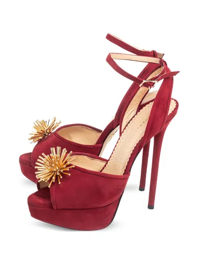 Pre-owned Charlotte Olympia Orbital Pomeline Platform Sandals In Red
