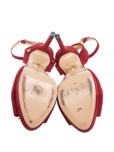 Pre-owned Charlotte Olympia Orbital Pomeline Platform Sandals In Red
