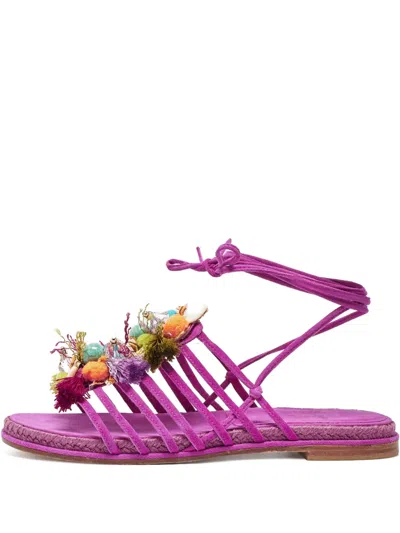 Pre-owned Stuart Weitzman  Suede Flat Sandals In Pink