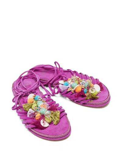 Pre-owned Stuart Weitzman  Suede Flat Sandals In Pink