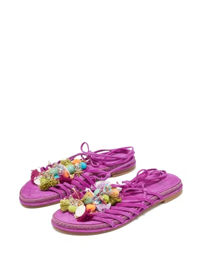 Pre-owned Stuart Weitzman  Suede Flat Sandals In Pink